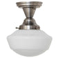 Meyda Lighting Revival Schoolhouse 9" Antique Nickel Traditional Globe Semi-flush Mount Light With White Opal Shade Glass