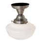 Meyda Lighting Revival Schoolhouse 9" Antique Nickel Traditional Globe Semi-flush Mount Light With White Opal Shade Glass