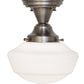 Meyda Lighting Revival Schoolhouse 9" Antique Nickel Traditional Globe Semi-flush Mount Light With White Opal Shade Glass