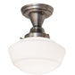 Meyda Lighting Revival Schoolhouse 9" Antique Nickel Traditional Globe Semi-flush Mount Light With White Opal Shade Glass