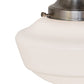 Meyda Lighting Revival Schoolhouse 9" Antique Nickel Traditional Globe Semi-flush Mount Light With White Opal Shade Glass