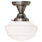 Meyda Lighting Revival Schoolhouse 9" Antique Nickel Traditional Globe Semi-flush Mount Light With White Opal Shade Glass