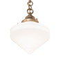 Meyda Lighting Revival Schoolhouse 9" Brushed Brass Deco Cone Pendant Light With White Globe Shade Glass