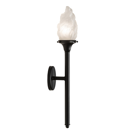 Meyda Lighting Rhodes 5" Solar Black Wall Sconce With Frosted Shade Glass