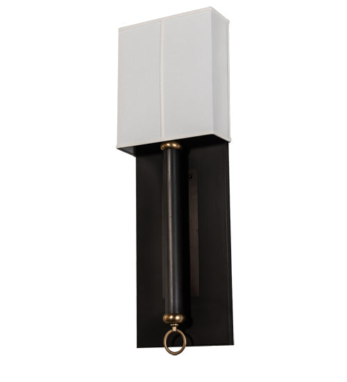 Meyda Lighting Richland 12" 2-Light Craftsman Brown & Raw Brass Wall Sconce With White Textrene Shade