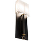 Meyda Lighting Richland 12" 2-Light Craftsman Brown & Raw Brass Wall Sconce With White Textrene Shade