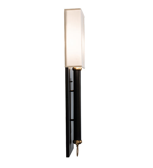 Meyda Lighting Richland 12" 2-Light Craftsman Brown & Raw Brass Wall Sconce With White Textrene Shade