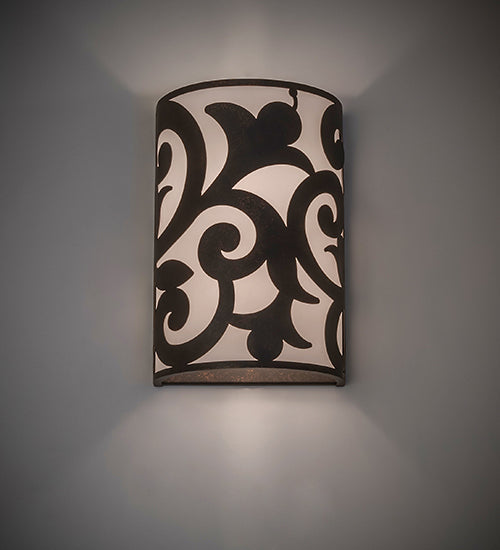 Meyda Lighting Rickard 10" 2-Light Gilded Tobacco Wall Sconce With Statuario Idalight Shade