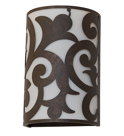 Meyda Lighting Rickard 10" 2-Light Gilded Tobacco Wall Sconce With Statuario Idalight Shade
