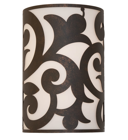 Meyda Lighting Rickard 10" 2-Light Gilded Tobacco Wall Sconce With Statuario Idalight Shade