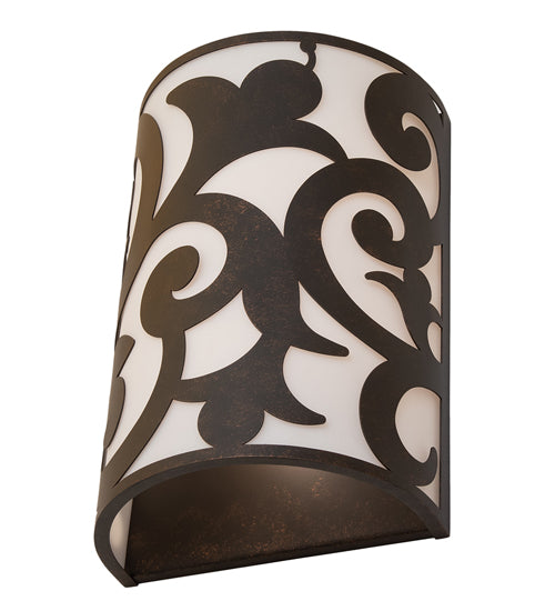 Meyda Lighting Rickard 10" 2-Light Gilded Tobacco Wall Sconce With Statuario Idalight Shade