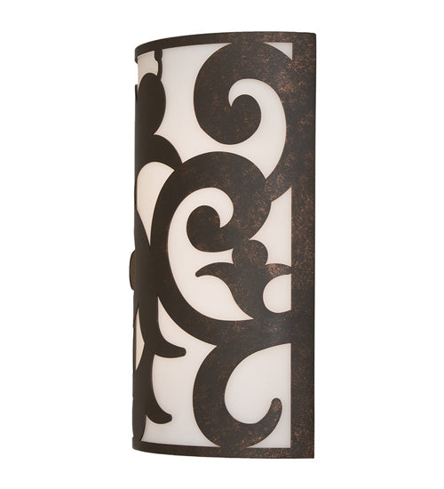 Meyda Lighting Rickard 10" 2-Light Gilded Tobacco Wall Sconce With Statuario Idalight Shade