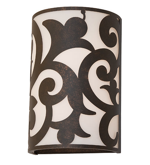 Meyda Lighting Rickard 10" 2-Light Gilded Tobacco Wall Sconce With Statuario Idalight Shade
