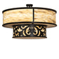 Meyda Lighting Rickard 48" 16-Light 2-Tier Blackwash Pendant Light With Beige Travertine Idalight Shade