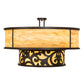 Meyda Lighting Rickard 48" 16-Light 2-Tier Blackwash Pendant Light With Beige Travertine Idalight Shade