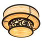 Meyda Lighting Rickard 48" 16-Light 2-Tier Blackwash Pendant Light With Beige Travertine Idalight Shade