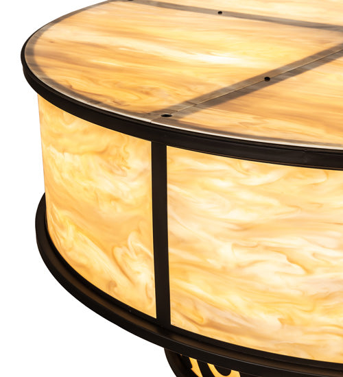 Meyda Lighting Rickard 48" 16-Light 2-Tier Blackwash Pendant Light With Beige Travertine Idalight Shade