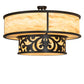Meyda Lighting Rickard 48" 16-Light 2-Tier Blackwash Pendant Light With Beige Travertine Idalight Shade