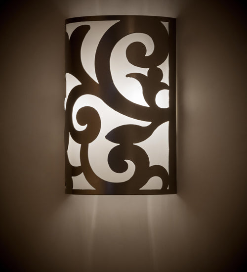 Meyda Lighting Rickard 8" 2-Light Nickel Powder Coat Wall Sconce With White Statuario Idalight Shade Glass