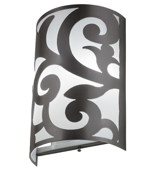 Meyda Lighting Rickard 8" 2-Light Nickel Powder Coat Wall Sconce With White Statuario Idalight Shade Glass