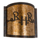 Meyda Lighting Ridin Hy Personalized 12" 2-Light Dark Burnished Antique Copper Wall Sconce With Amber Mica Shade Glass