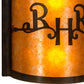 Meyda Lighting Ridin Hy Personalized 12" 2-Light Dark Burnished Antique Copper Wall Sconce With Amber Mica Shade Glass