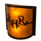 Meyda Lighting Ridin Hy Personalized 12" 2-Light Dark Burnished Antique Copper Wall Sconce With Amber Mica Shade Glass