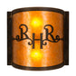 Meyda Lighting Ridin Hy Personalized 12" 2-Light Dark Burnished Antique Copper Wall Sconce With Amber Mica Shade Glass
