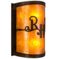 Meyda Lighting Ridin Hy Personalized 12" 2-Light Dark Burnished Antique Copper Wall Sconce With Amber Mica Shade Glass