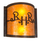 Meyda Lighting Ridin Hy Personalized 12" 2-Light Dark Burnished Antique Copper Wall Sconce With Amber Mica Shade Glass