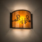 Meyda Lighting Ridin Hy Personalized 12" Dark Burnished Antique Copper Wall Sconce With Amber Mica Shade Glass