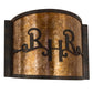 Meyda Lighting Ridin Hy Personalized 12" Dark Burnished Antique Copper Wall Sconce With Amber Mica Shade Glass