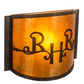 Meyda Lighting Ridin Hy Personalized 12" Dark Burnished Antique Copper Wall Sconce With Amber Mica Shade Glass