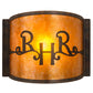 Meyda Lighting Ridin Hy Personalized 12" Dark Burnished Antique Copper Wall Sconce With Amber Mica Shade Glass