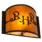 Meyda Lighting Ridin Hy Personalized 12" Dark Burnished Antique Copper Wall Sconce With Amber Mica Shade Glass
