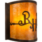 Meyda Lighting Ridin Hy Personalized 12" Dark Burnished Antique Copper Wall Sconce With Amber Mica Shade Glass