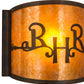 Meyda Lighting Ridin Hy Personalized 12" Dark Burnished Antique Copper Wall Sconce With Amber Mica Shade Glass