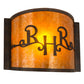 Meyda Lighting Ridin Hy Personalized 12" Dark Burnished Antique Copper Wall Sconce With Amber Mica Shade Glass