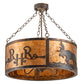 Meyda Lighting Ridin Hy Personalized 213958 24" 5-Light Dark Burnished Antique Copper Semi-flush Mount Light With Amber Mica Shade Glass