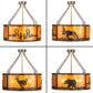 Meyda Lighting Ridin Hy Personalized 213958 24" 5-Light Dark Burnished Antique Copper Semi-flush Mount Light With Amber Mica Shade Glass