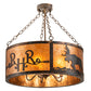 Meyda Lighting Ridin Hy Personalized 213958 24" 5-Light Dark Burnished Antique Copper Semi-flush Mount Light With Amber Mica Shade Glass