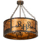 Meyda Lighting Ridin Hy Personalized 24" 5-Light Dark Burnished Antique Copper Semi-flush Mount Light With Amber Mica Shade Glass