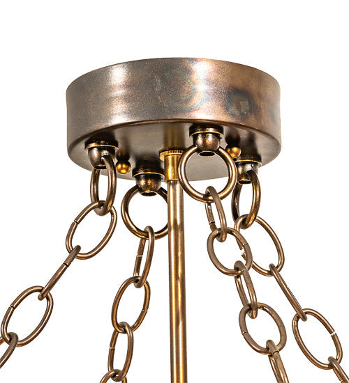 Meyda Lighting Ridin Hy Personalized 24" 5-Light Dark Burnished Antique Copper Semi-flush Mount Light With Amber Mica Shade Glass