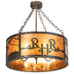 Meyda Lighting Ridin Hy Personalized 24" 5-Light Dark Burnished Antique Copper Semi-flush Mount Light With Amber Mica Shade Glass