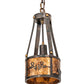Meyda Lighting Ridin Hy Personalized 8" Dark Burnished Antique Copper Pendant Light With Amber Mica Shade Glass