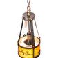 Meyda Lighting Ridin Hy Personalized 8" Dark Burnished Antique Copper Pendant Light With Amber Mica Shade Glass