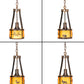 Meyda Lighting Ridin Hy Personalized 8" Dark Burnished Antique Copper Pendant Light With Amber Mica Shade Glass