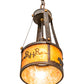 Meyda Lighting Ridin Hy Personalized 8" Dark Burnished Antique Copper Pendant Light With Amber Mica Shade Glass