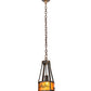 Meyda Lighting Ridin Hy Personalized 8" Dark Burnished Antique Copper Pendant Light With Amber Mica Shade Glass