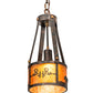 Meyda Lighting Ridin Hy Personalized 8" Dark Burnished Antique Copper Pendant Light With Amber Mica Shade Glass